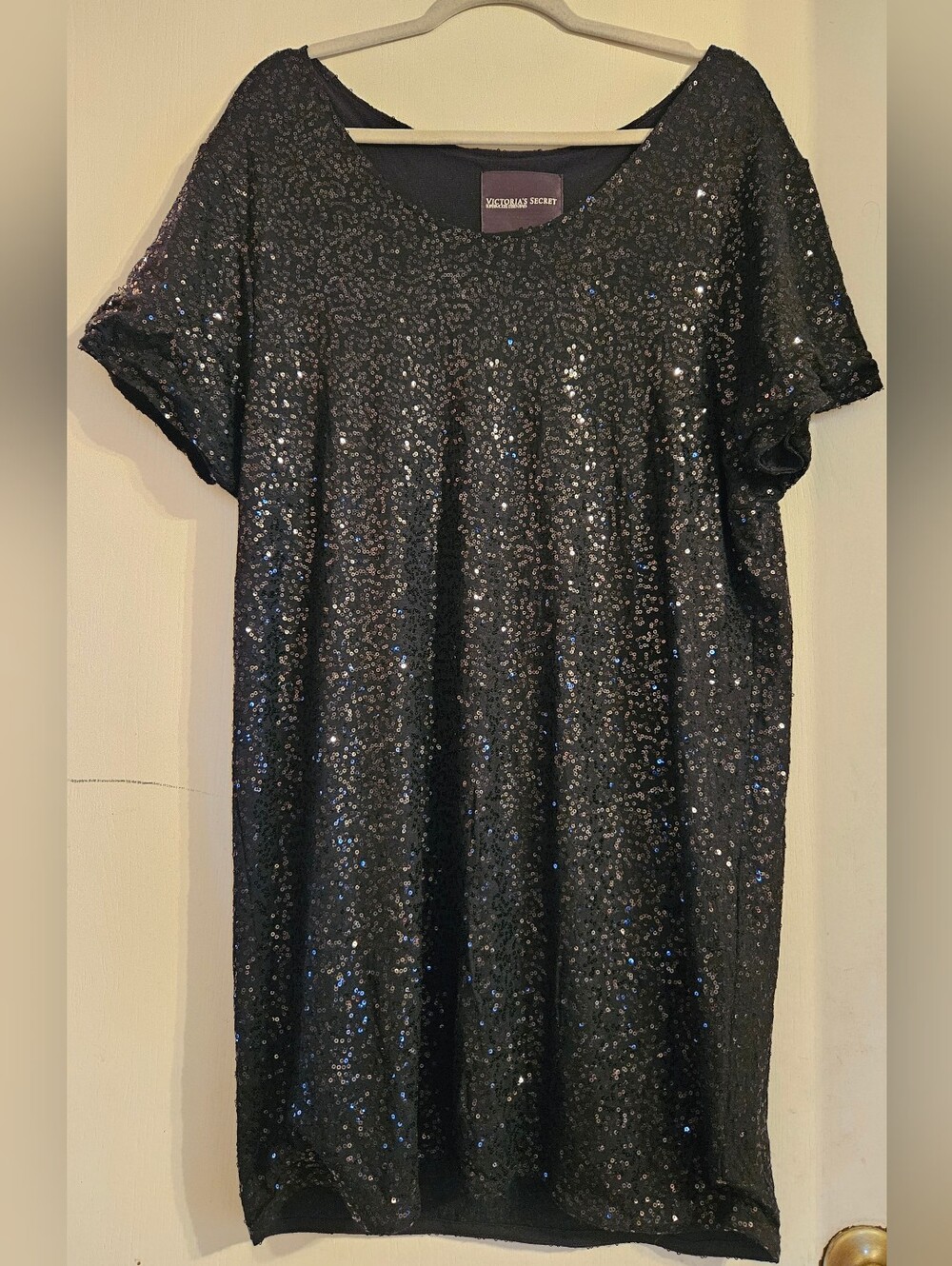 Victoria’s Secret Supermodel Essentials Black Sequin Oversized Shift Dress L